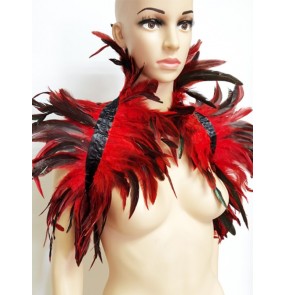 Women girls singers jazz dance feather cape gothic Model catwalk feather collar photo studio shooting Detachable false collar